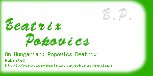 beatrix popovics business card